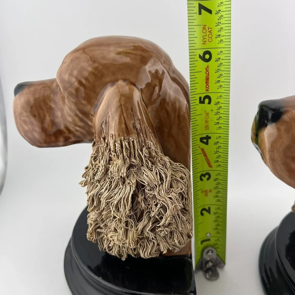 Vintage Cocker Spaniel Dog Bookends Spaghetti Ceramic Heavy Pair